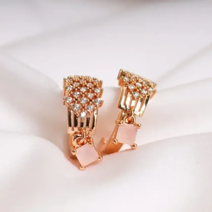 Pink Stones Earings with Diamonds